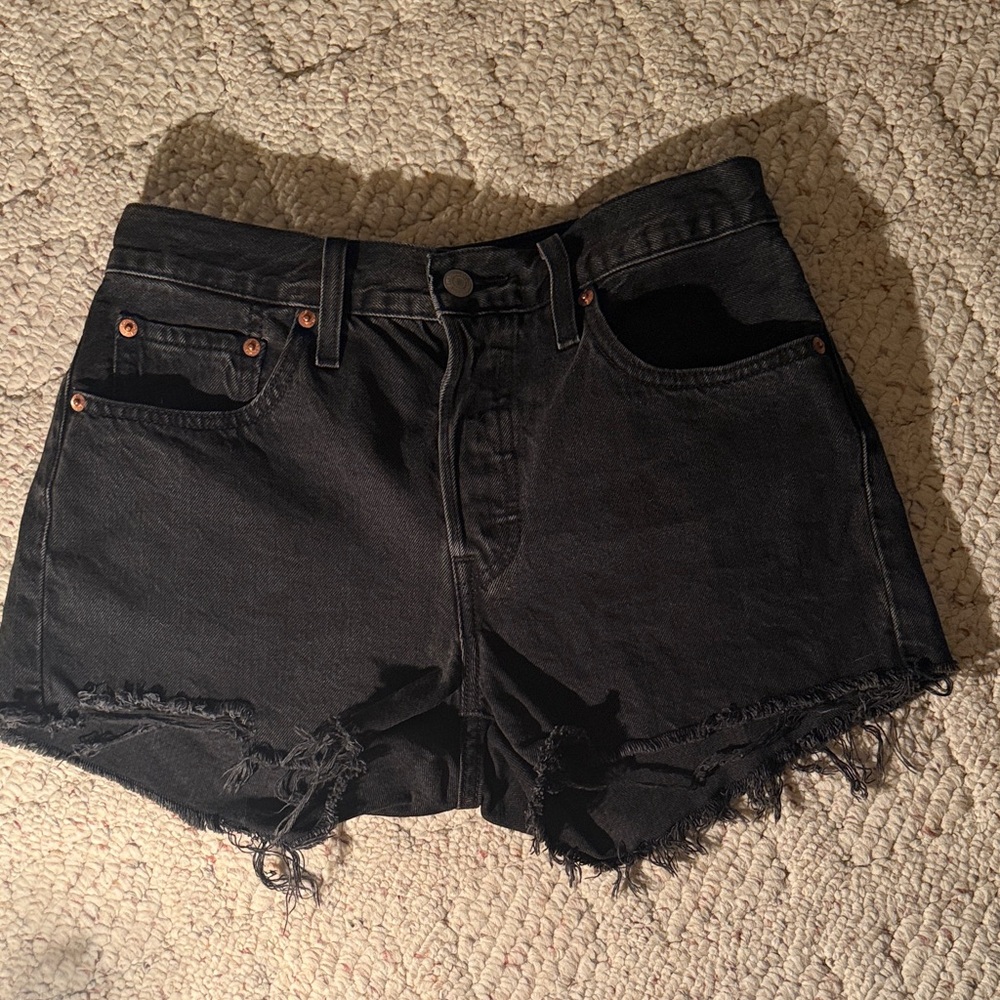 Levi's Black Frayed Jean Shorts